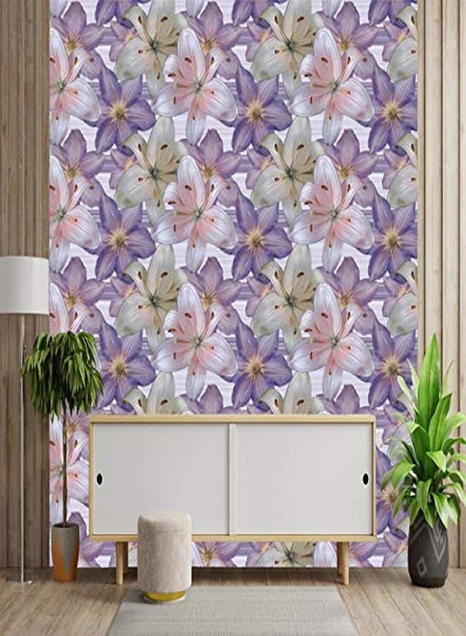 WallDaddy Wallpaper Self Adhesive Purple Flower Size (300x45) CM for Bedroom/Livingroom/Bathroom/Kitchen/Kidsroom/Office/Doors/Wall etc. - Image 3